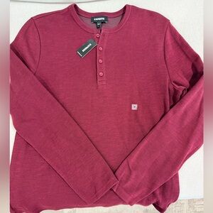 Express Men's Maroon Long Sleeve Sweater